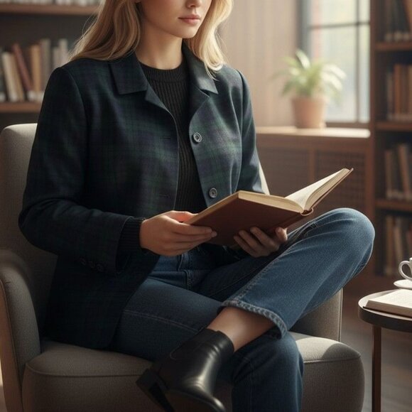 Pendleton Blackwatch Plaid Wool Blazer Jacket Women 10 NWT Virgin Wool Classic - Picture 13 of 14